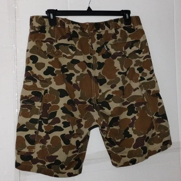 Levi's camo cargo shorts brown green size 36 men utility outdoors active casual - Picture 5 of 13